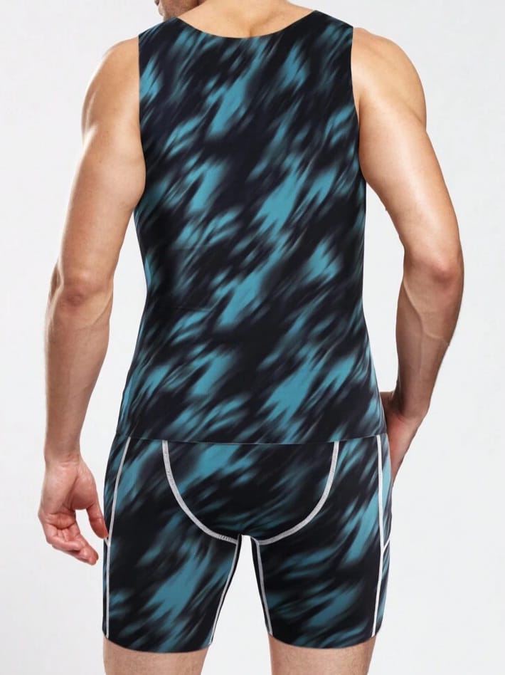 Men's Tie-Dye Body Supporting Tank Top & Short Set Sleepwear
